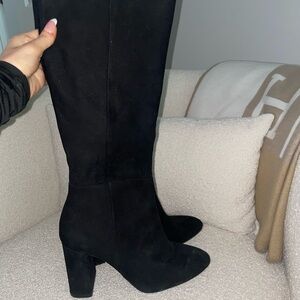 Steve Madden Black‎ Suede Chunky Heel Boots
